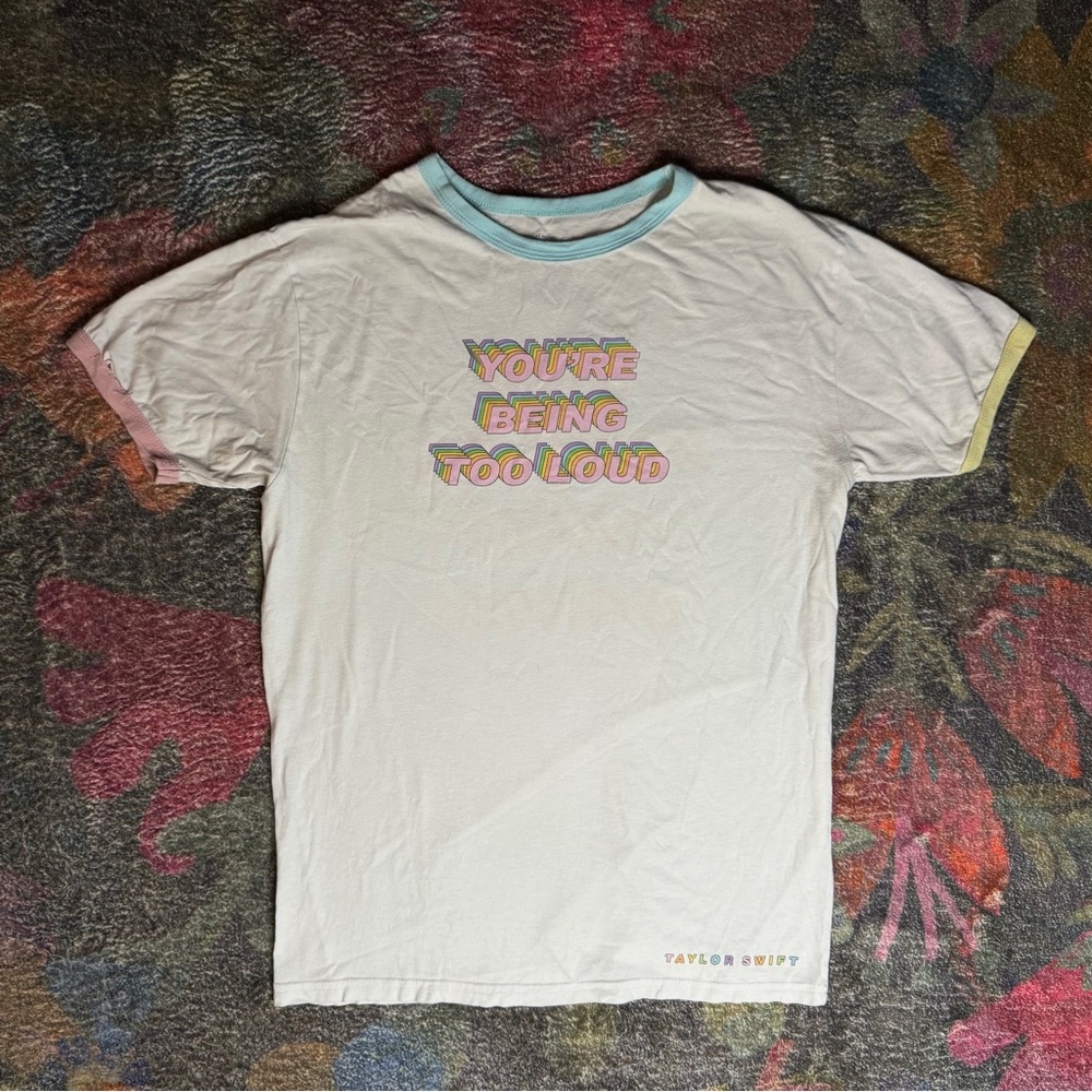 💛 Rare OFFICIAL Taylor Swift Lover You’re Being Too Loud YNTCD ringer t-shirt